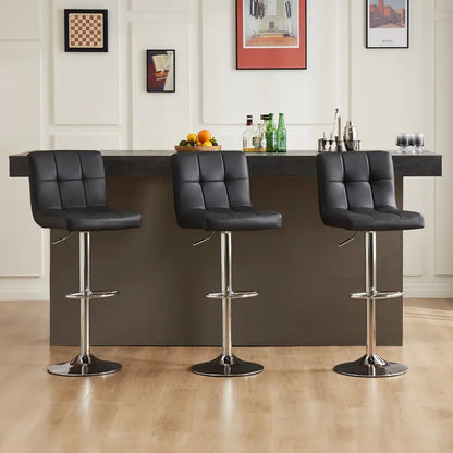 Adjustable PU Leather Swivel Bar Stools with Backrest (Set of 2)
