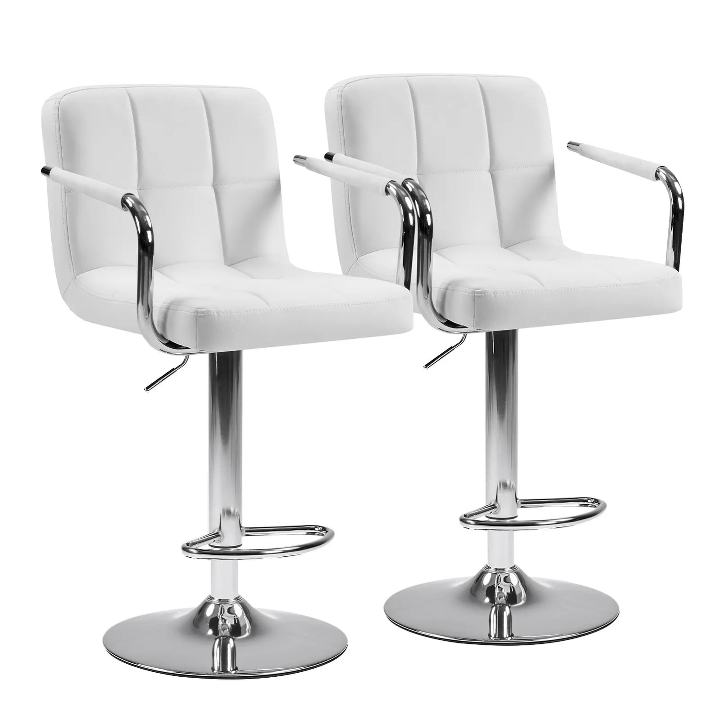 Adjustable PU Leather Swivel Bar Stools with Backrest (Set of 2)