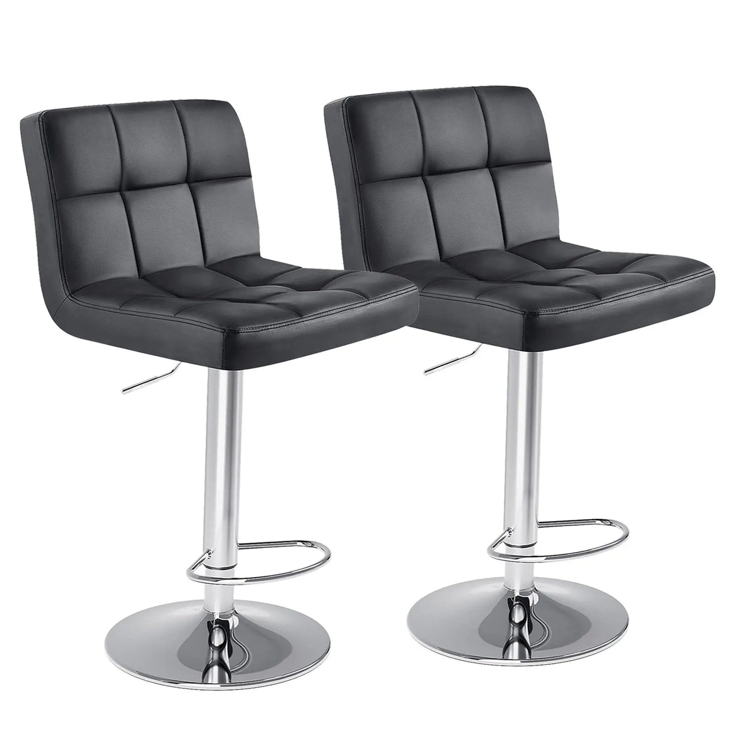 Adjustable PU Leather Swivel Bar Stools with Backrest (Set of 2)
