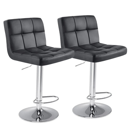 Adjustable PU Leather Swivel Bar Stools with Backrest (Set of 2)