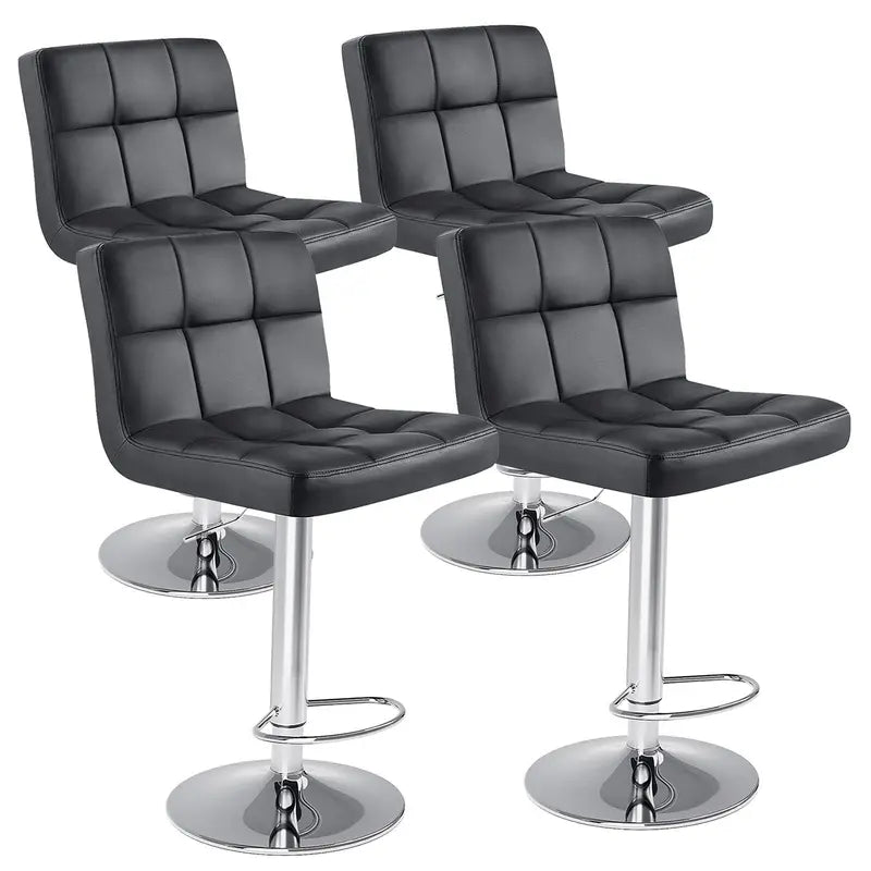 Adjustable PU Leather Swivel Bar Stools with Backrest (Set of 2)