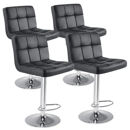 Adjustable PU Leather Swivel Bar Stools with Backrest (Set of 2)