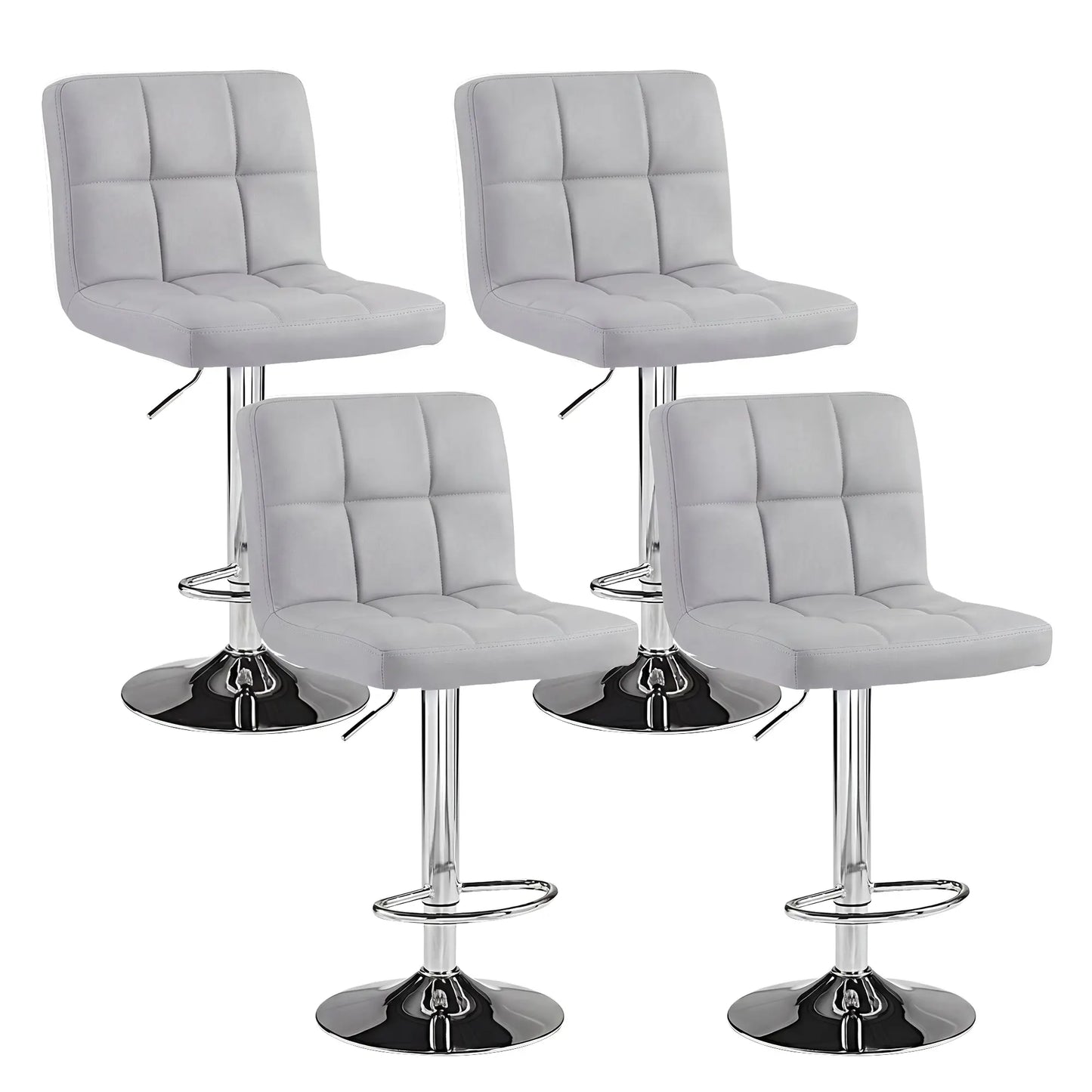 Adjustable PU Leather Swivel Bar Stools with Backrest (Set of 2)