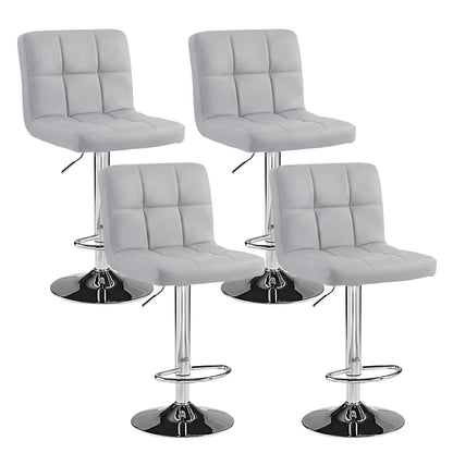Adjustable PU Leather Swivel Bar Stools with Backrest (Set of 2)