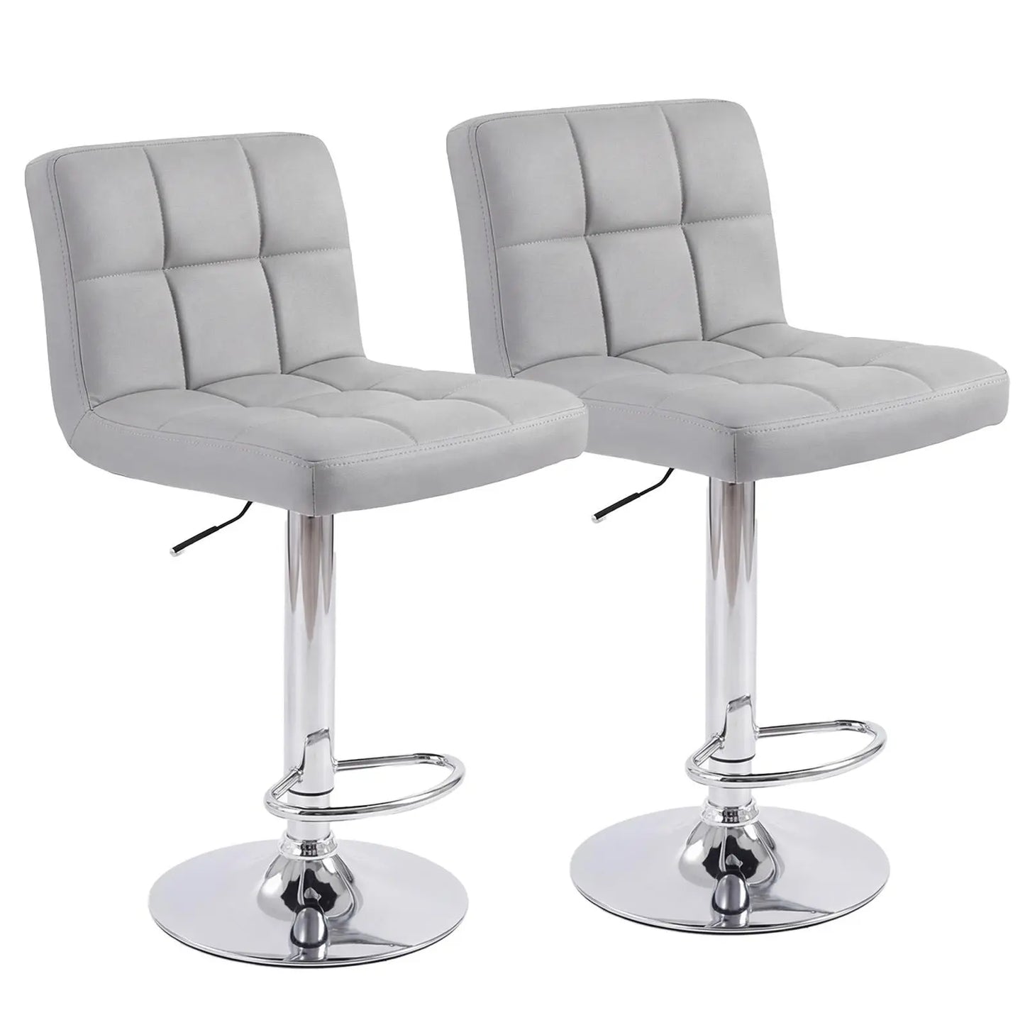 Adjustable PU Leather Swivel Bar Stools with Backrest (Set of 2)