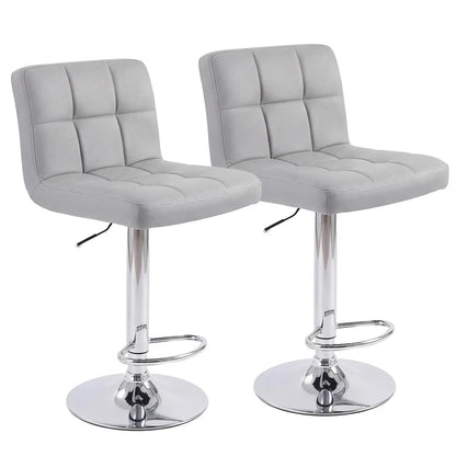 Adjustable PU Leather Swivel Bar Stools with Backrest (Set of 2)