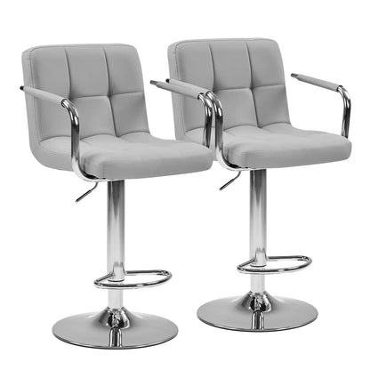 Adjustable PU Leather Swivel Bar Stools with Backrest (Set of 2)