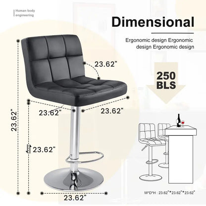 Adjustable PU Leather Swivel Bar Stools with Backrest (Set of 2)