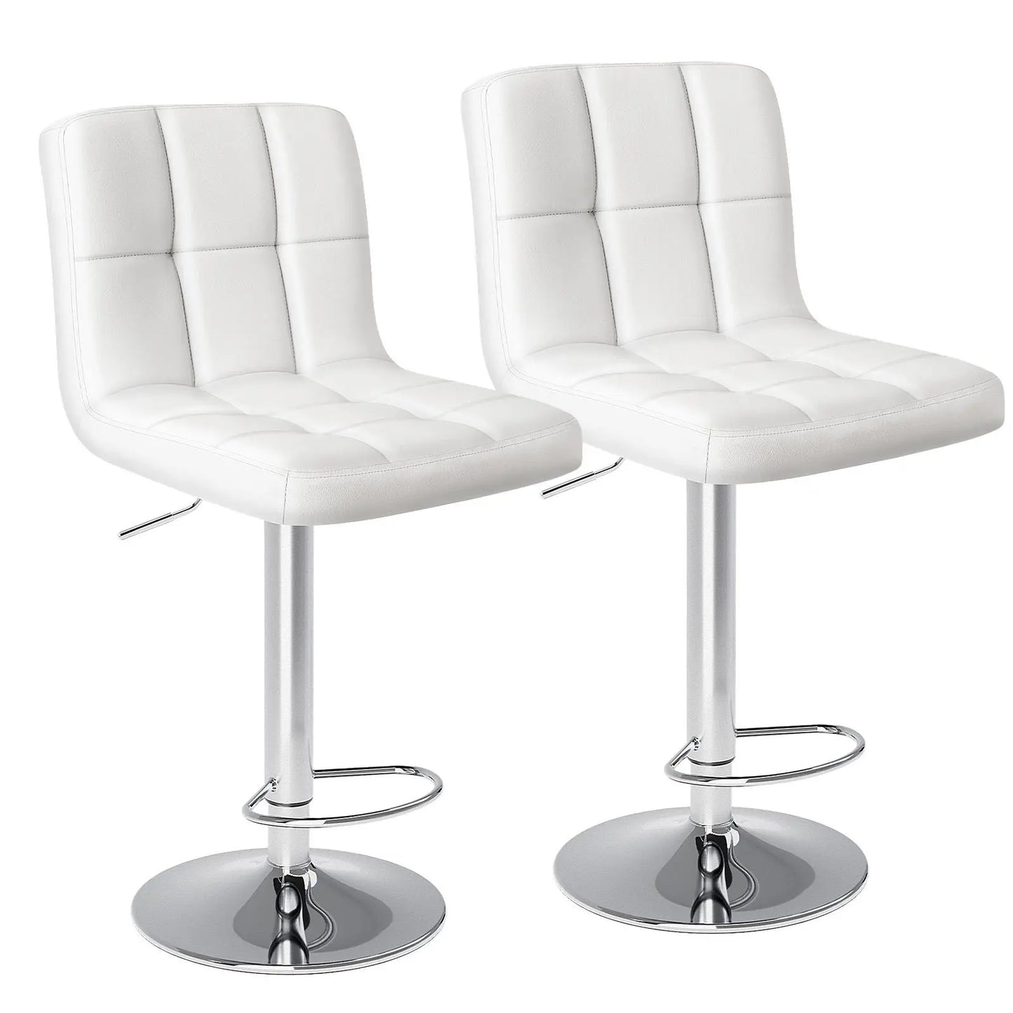 Adjustable PU Leather Swivel Bar Stools with Backrest (Set of 2)