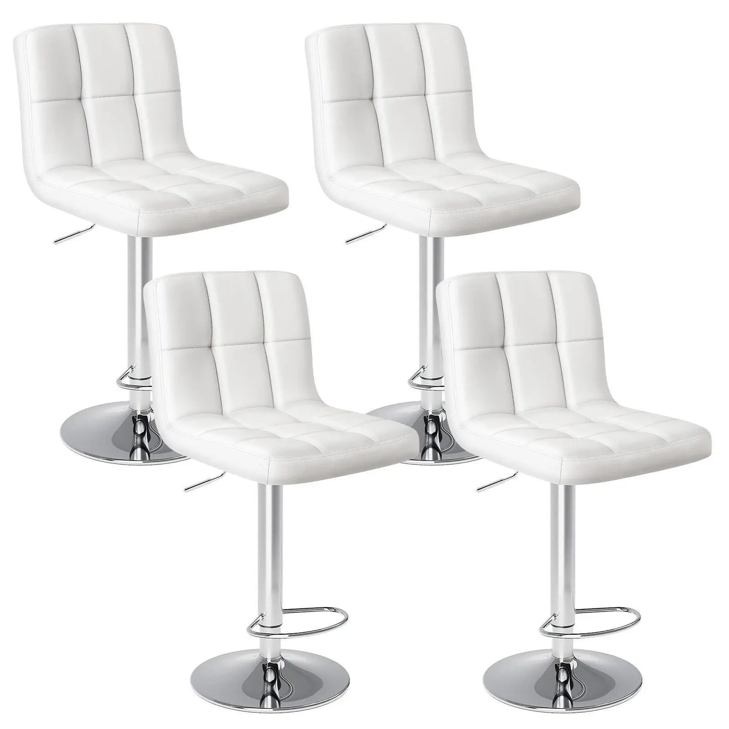 Adjustable PU Leather Swivel Bar Stools with Backrest (Set of 2)